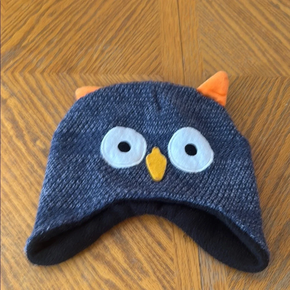 Kids Owl Beanie Hat - Blue and Orange